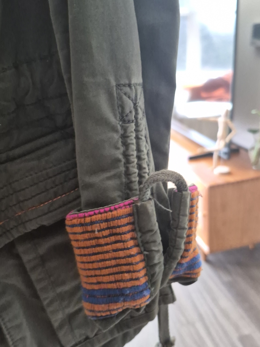 Superdry Olive Utility Jacket with Orange & Magenta Tribal Accents - Picture 3 of 7
